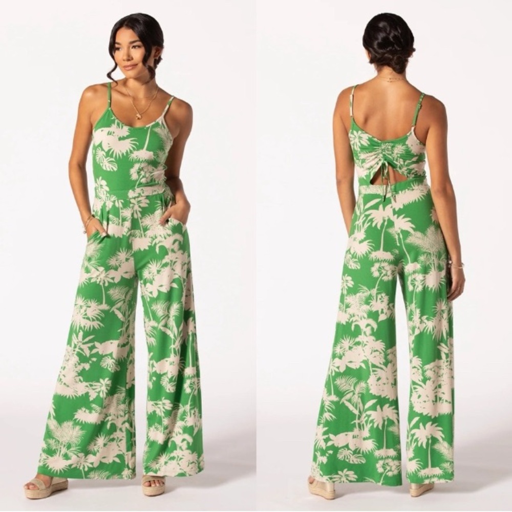 Tori Richard green and white jump suit